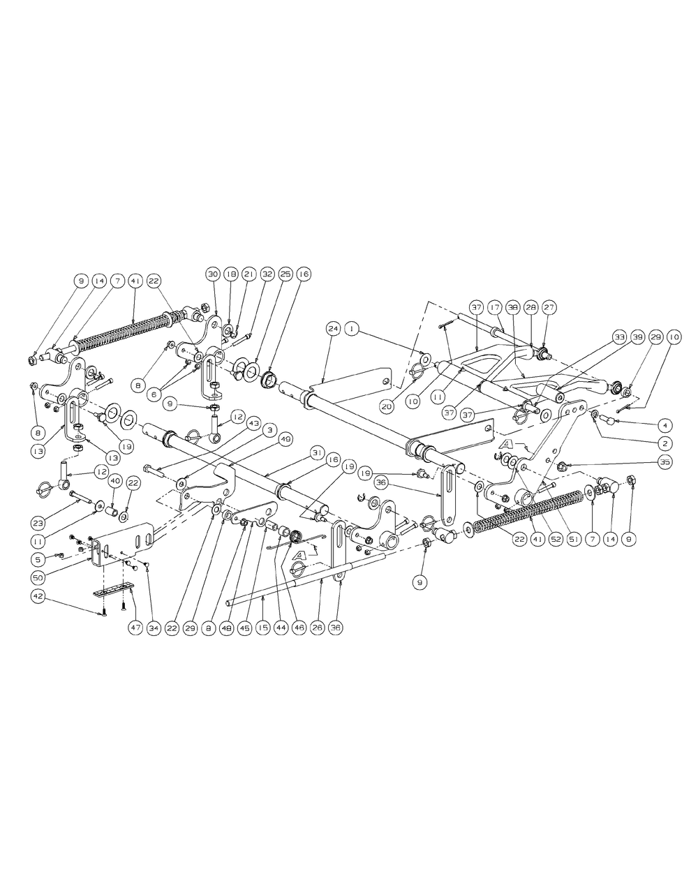 Lift Assembly (2008 And Before) Diagram and Parts List for M54-KH (53AH8CT4050-27HP-OHV)(2009 & Before) Cub Cadet Lawn Tractor